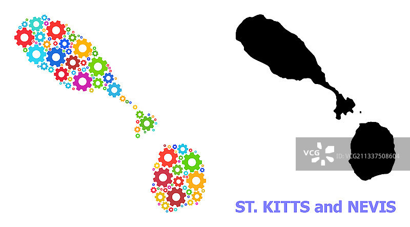 圣基茨和尼维斯的服务拼贴地图图片素材