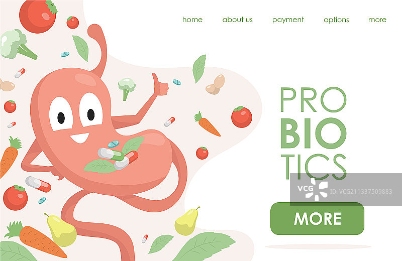 益生菌扁平引导页模板图片素材