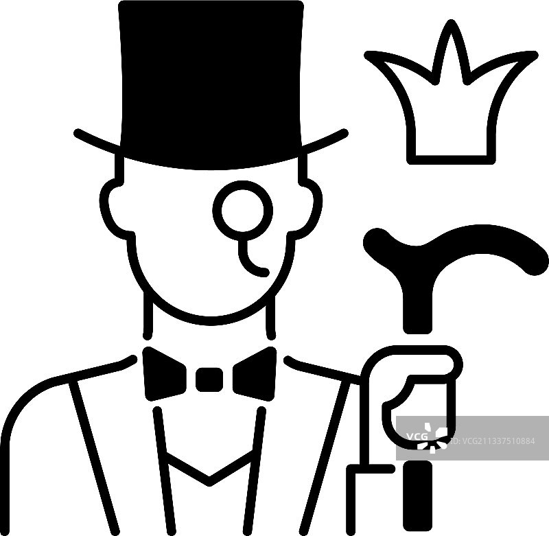 贵族精英黑色线性图标图片素材