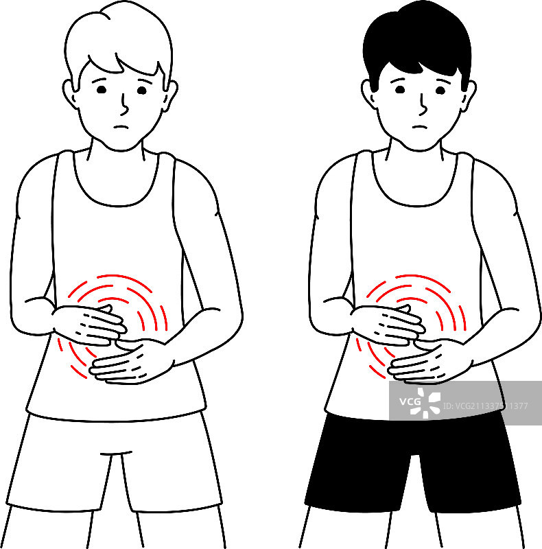 独自一人腹痛的男人图片素材
