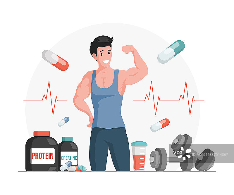 展示肌肉的卡通运动员图片素材