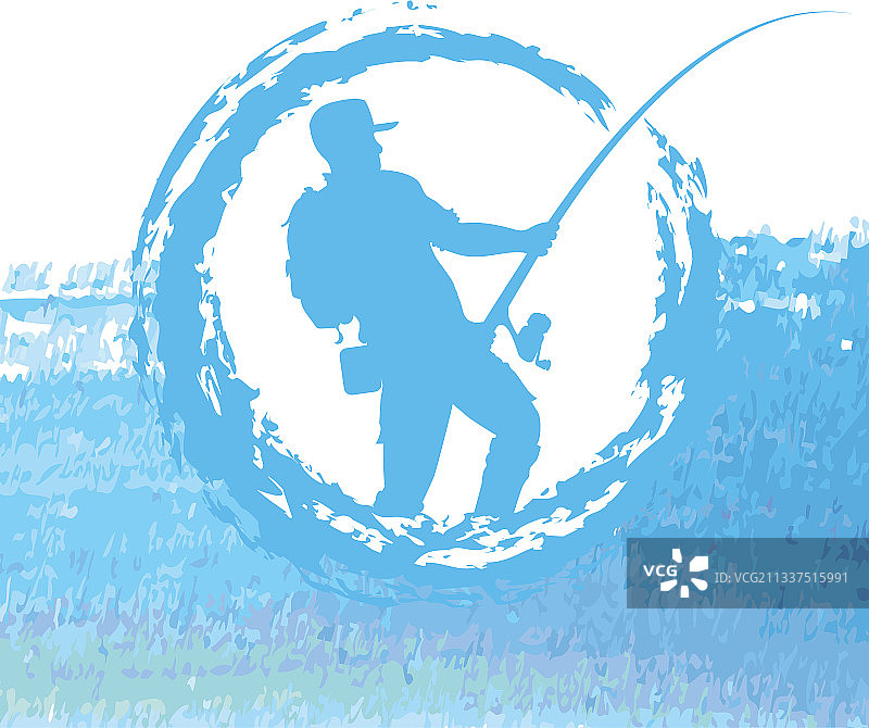 手持钓鱼竿的渔民图片素材