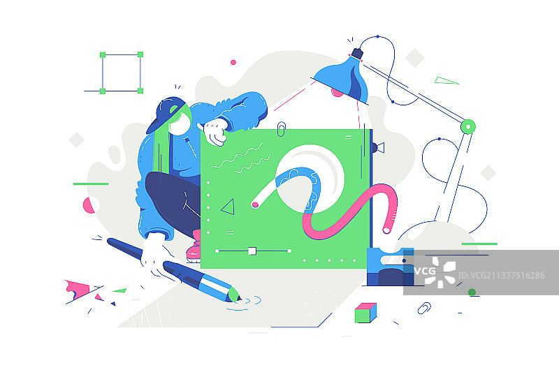 使用工具套装进行绘画的年轻漂亮女性图片素材