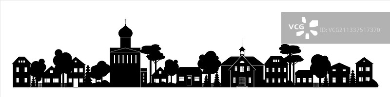 小镇轮廓天际线横版banner图片素材