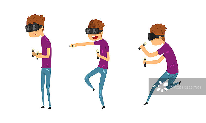 戴着VR头显的年轻人图片素材