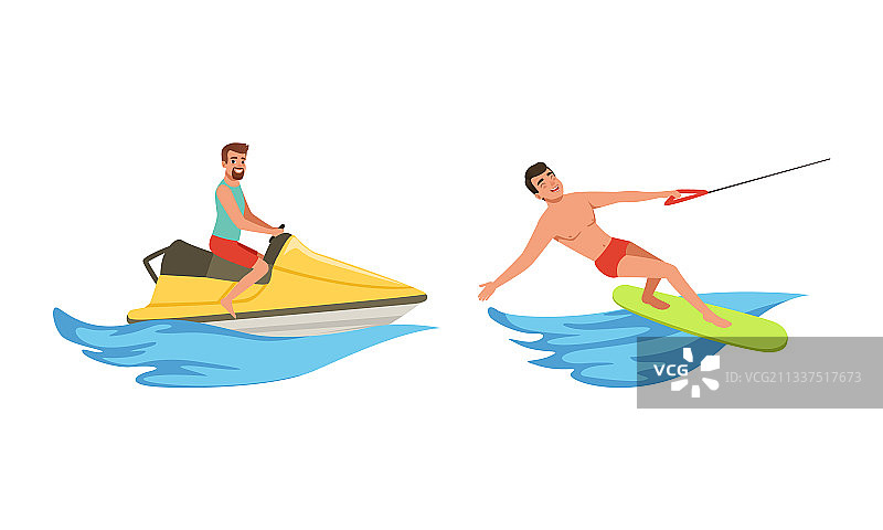 水上运动：男子滑水图片素材