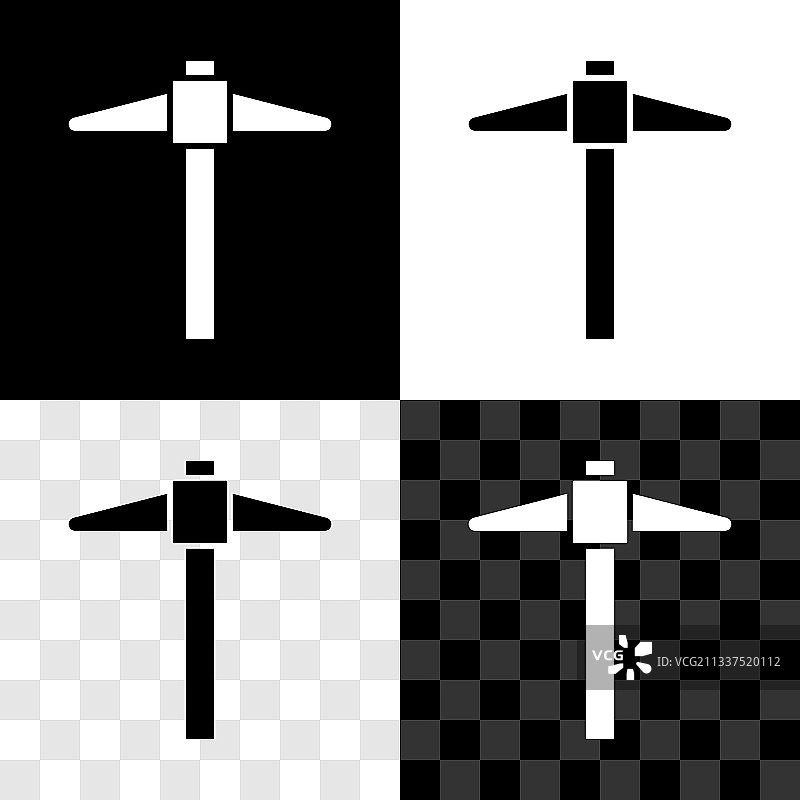 黑白背景上的镐图标图片素材