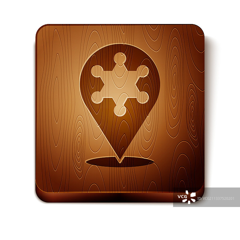 白色背景上孤立的棕色六芒星警长图标图片素材