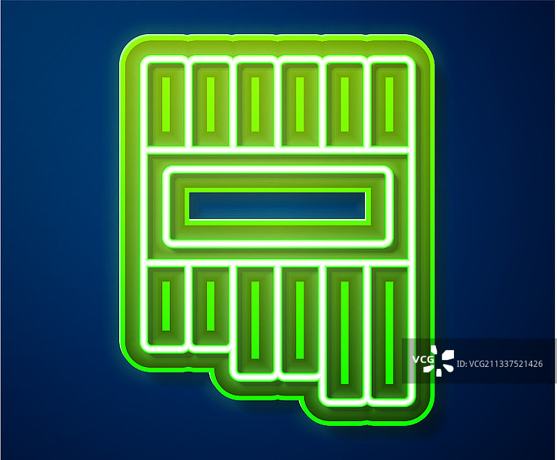蓝色背景上的霓虹灯线条排箫图标图片素材