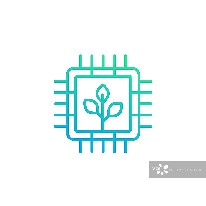 绿色科技线性图标：芯片组图片素材