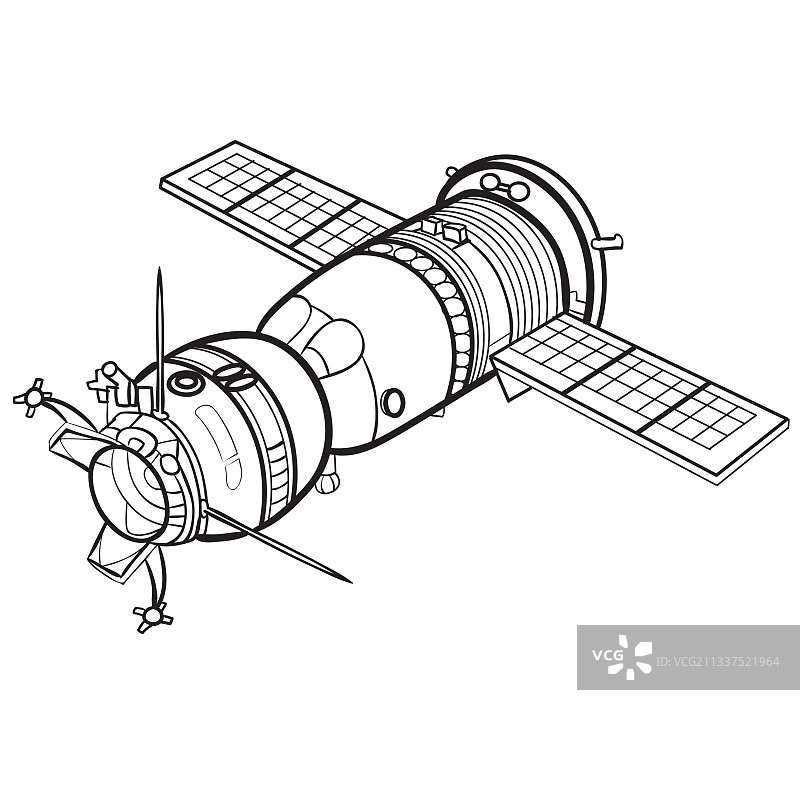 星际飞船涂色书卡通图案图片素材