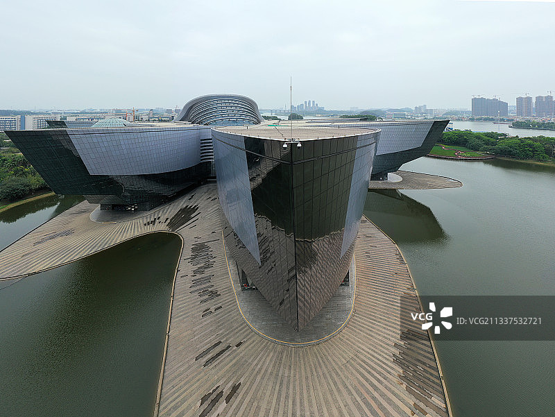 广东省广州市番禺区广东科学中心航拍图片素材