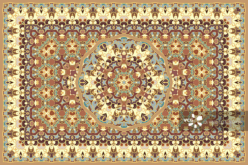 色彩丰富的波斯地毯民族图案图片素材