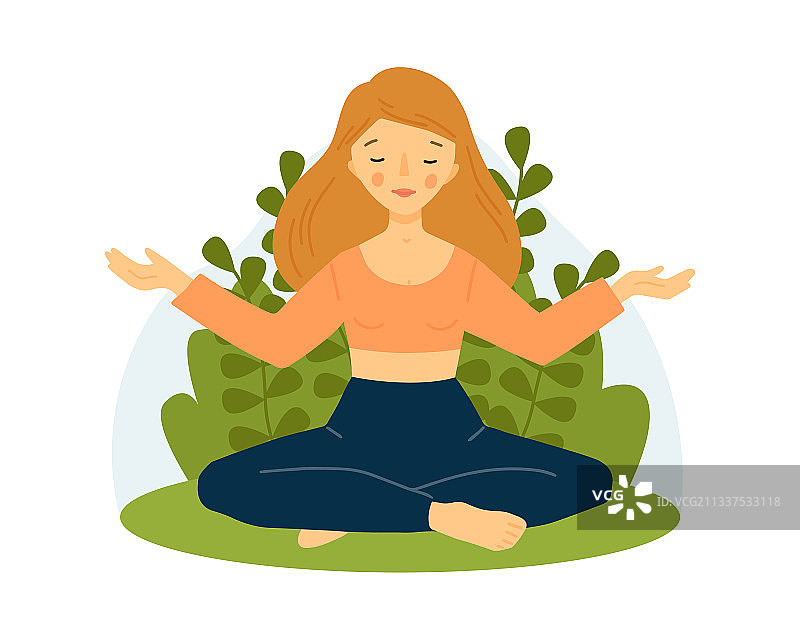 女孩练习瑜伽冥想图片素材
