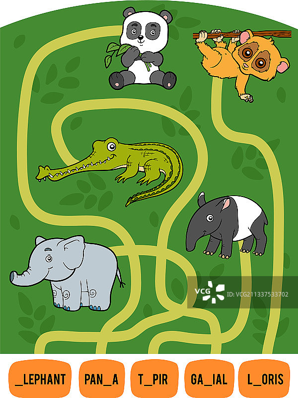 热带动物迷宫游戏图片素材