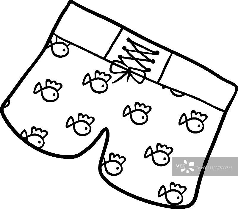 男士泳裤涂色书图片素材