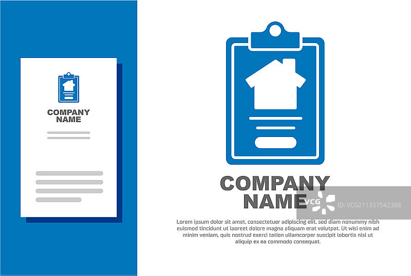 白色背景上的蓝色房屋合同图标图片素材