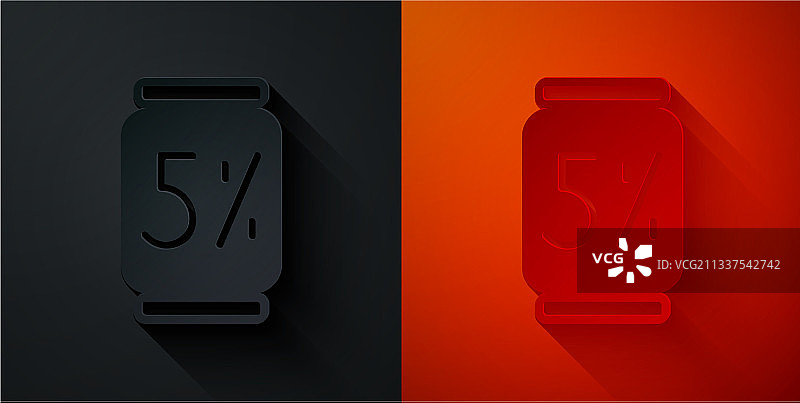 剪纸风啤酒罐图标，黑红色背景图片素材