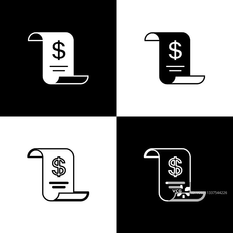 纸质或财务支票图标套装图片素材