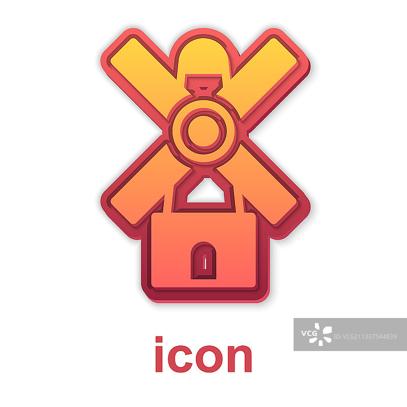 金色风车图标（白色背景）图片素材