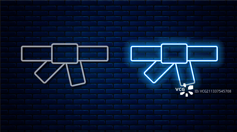 发光霓虹灯黑色空手道腰带图标图片素材