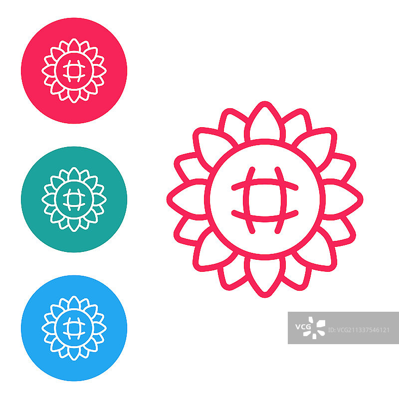红色线条向日葵图标图片素材