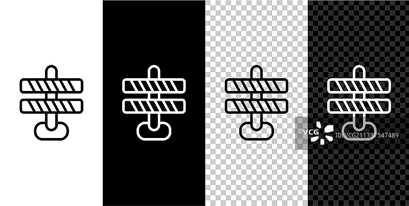 黑色背景上的路障图标线条组合图片素材