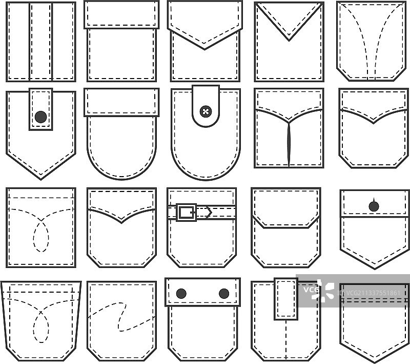 口袋补丁轮廓元素图片素材