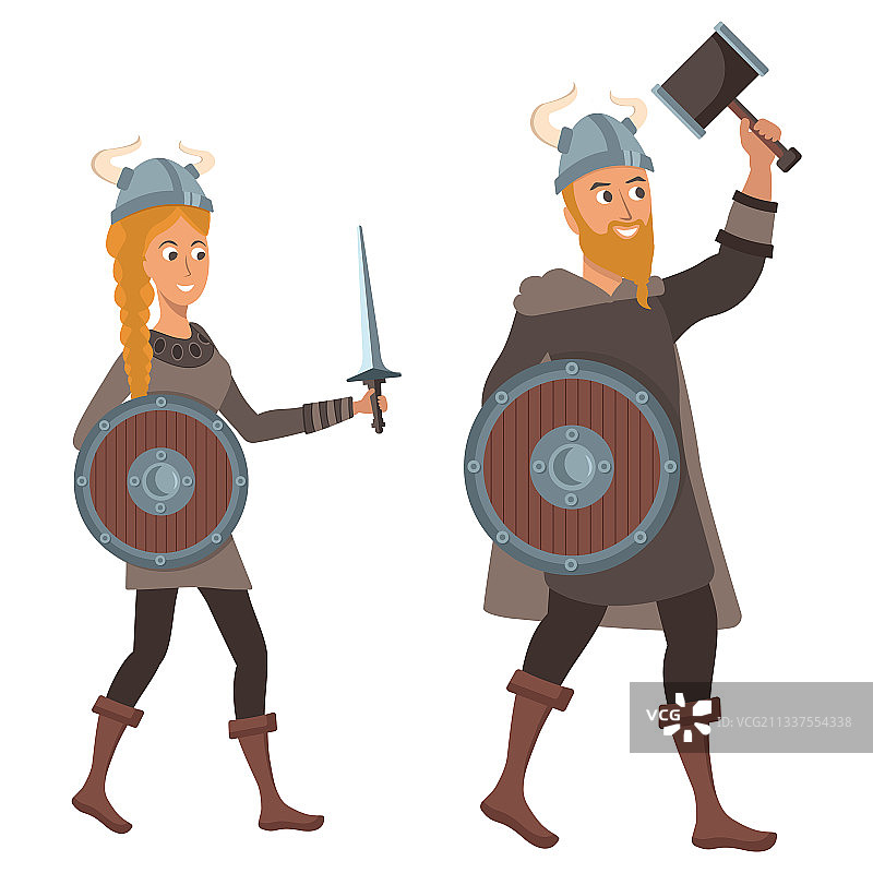 白色背景上的卡通维京人图片素材