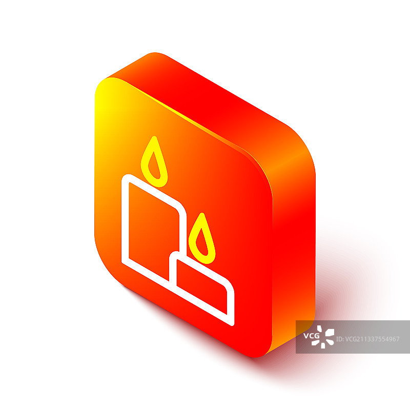 2.5D线条燃烧的蜡烛图标图片素材