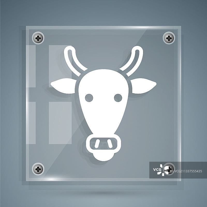 白色牛头图标，灰色背景图片素材