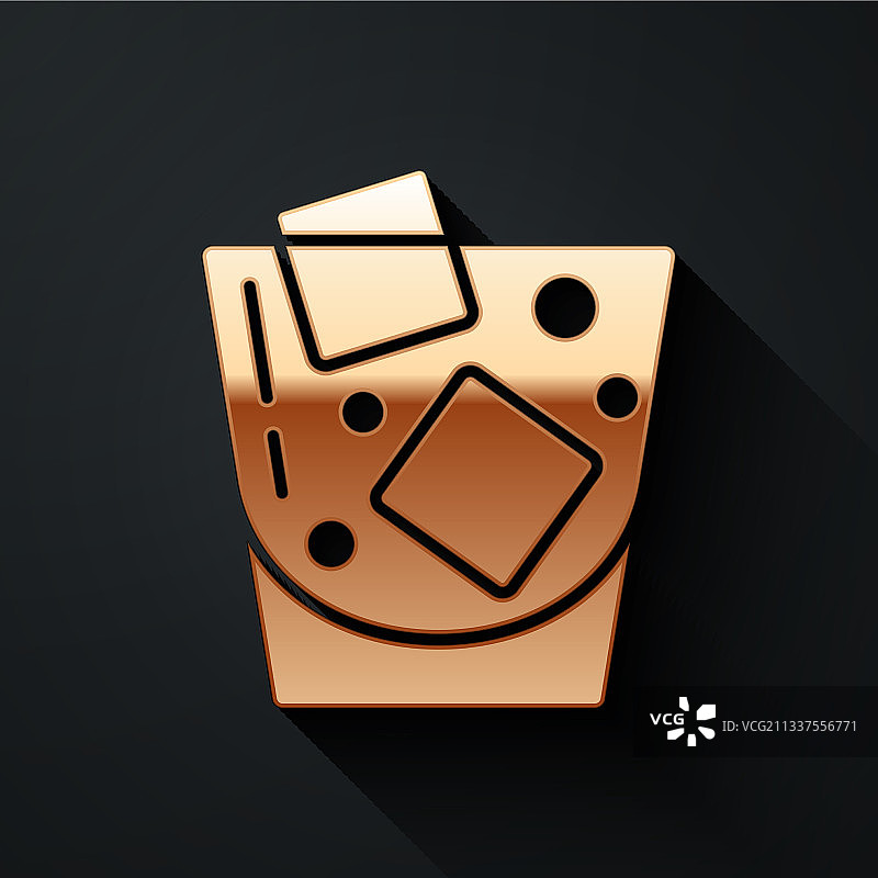 金色玻璃威士忌冰块图标图片素材