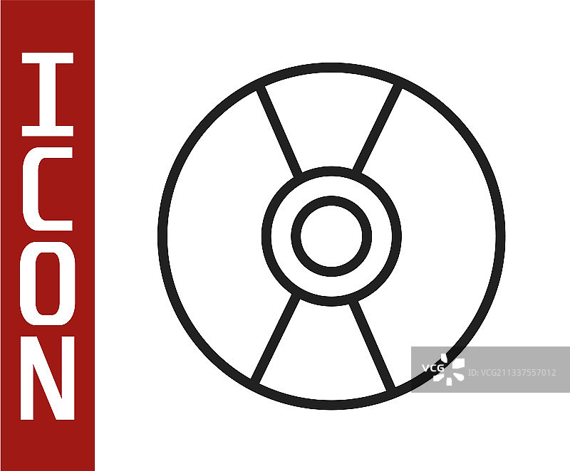 白色背景上隔离的黑色线条CD或DVD光盘图标图片素材