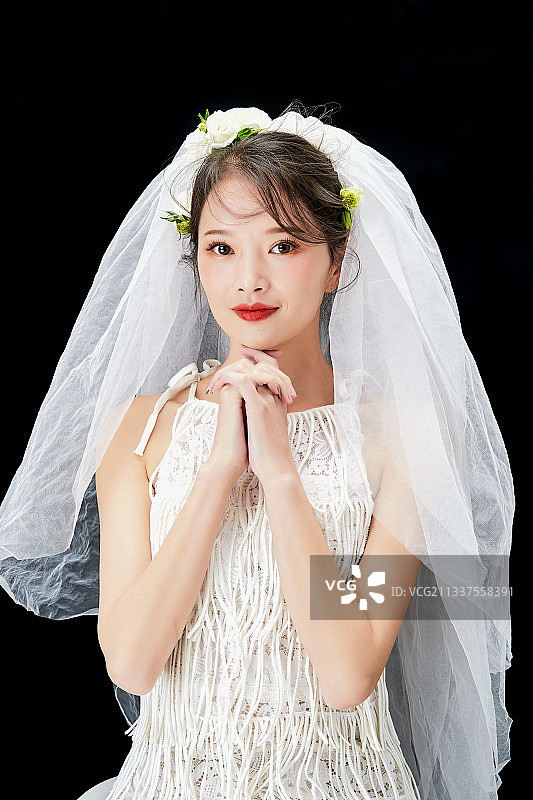 新娘婚纱彩妆美女人像图片素材