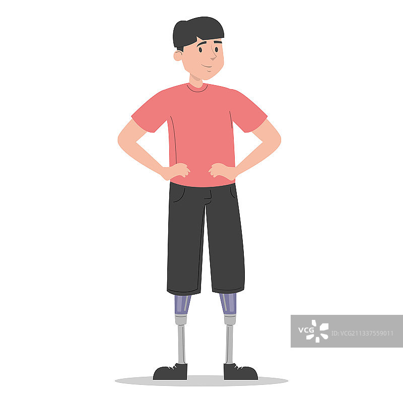 拥有假肢的快乐青年图片素材