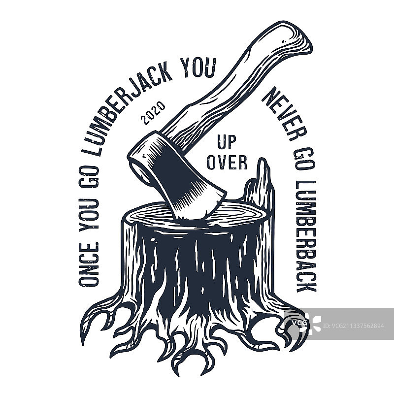 带斧头的伐木工树桩设计图片素材