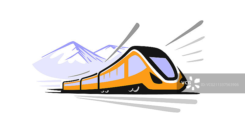 带山脉的现代高速列车标志图片素材