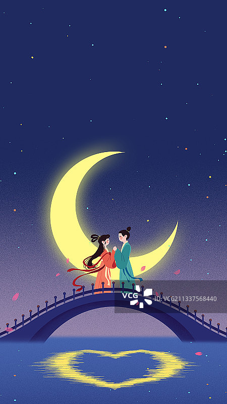 七夕节牛郎织女-手机海报图片素材
