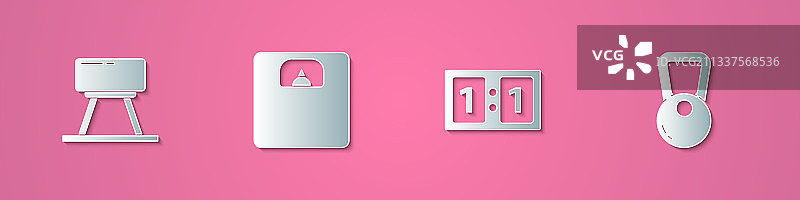 剪纸风鞍马浴室秤运动图片素材