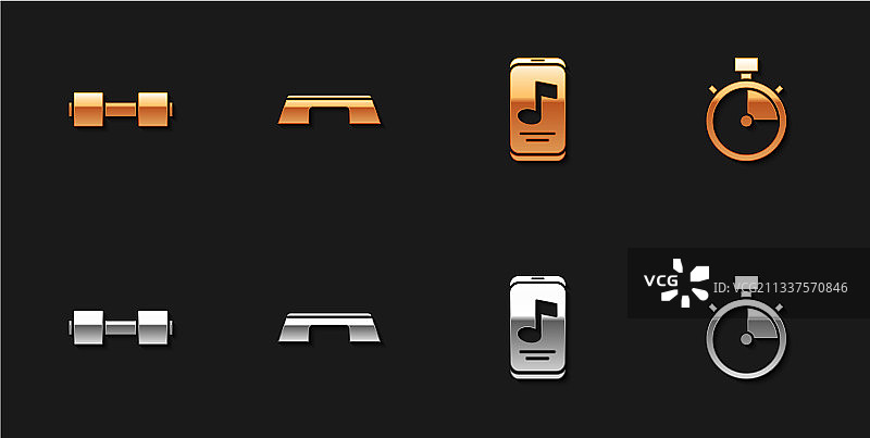 哑铃、踏步机、音乐播放器套装图片素材