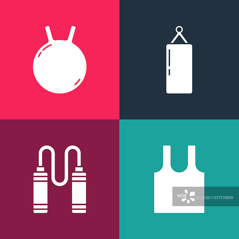 波普艺术风无袖T恤跳绳图片素材