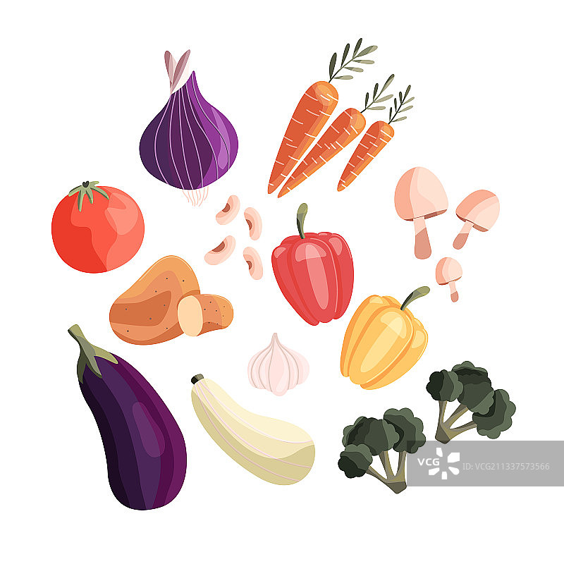 彩色新鲜蔬菜合集图片素材