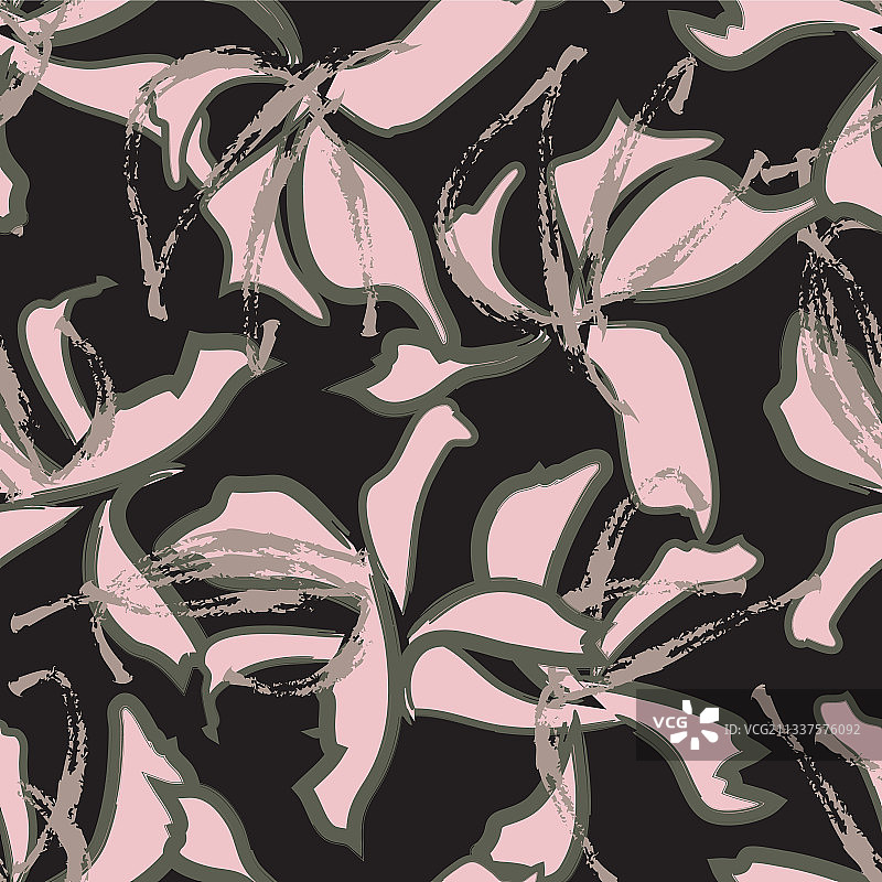 绿色花卉笔触无缝图案图片素材