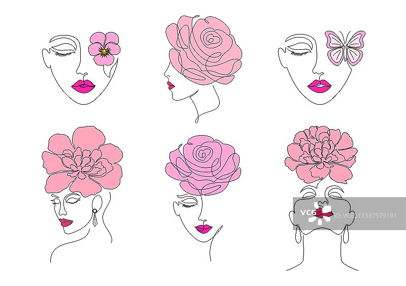 女性面部合集图片素材
