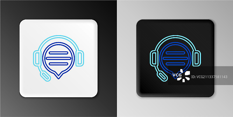 带语音气泡聊天图标的线条耳机图片素材