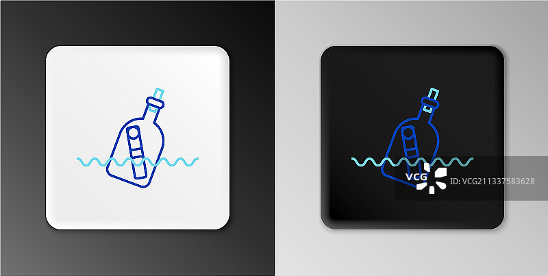 装有漂流瓶的玻璃瓶线条图标图片素材