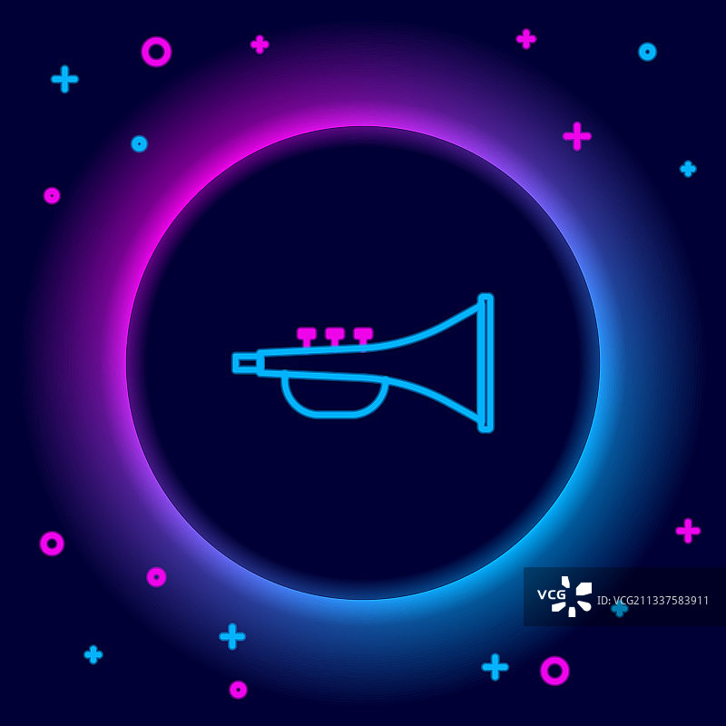 发光霓虹灯线条乐器喇叭图标图片素材