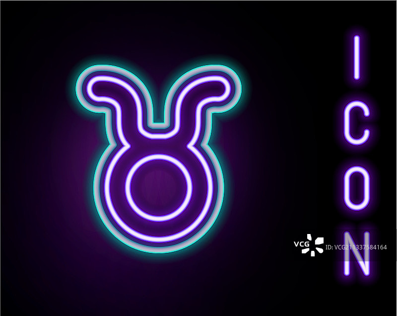 发光霓虹线金牛座星座标志图标图片素材