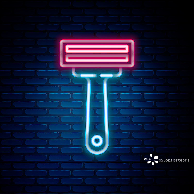 发光霓虹剃须刀线条图标图片素材