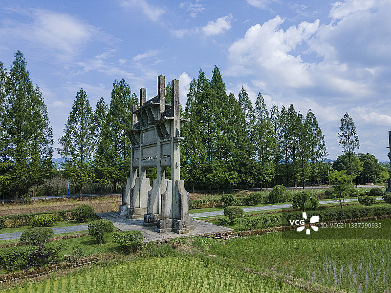 航拍安徽歙县棠樾牌坊群图片素材